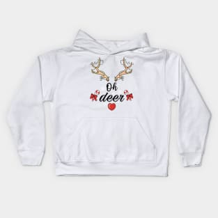 oh deer christmas is here Kids Hoodie